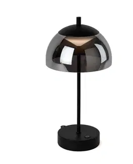 Stolni lampy Moderne tafellamp zwart 35 cm smoke glas incl. LED 3-staps dimbaar - Djent