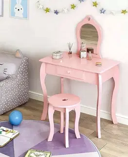 Toaletní stolky Dětský dřevěný toaletní stolek EcoToys růžový