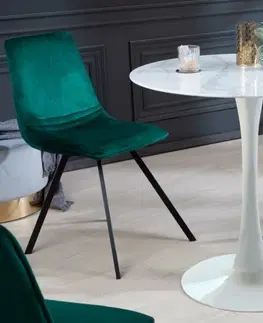 Designové a luxusní jídelní stoly Estila Moderní kulatý jídelní stůl Velma v bílé barvě s mramorovou povrchovou deskou a kovovou podstavou 80cm