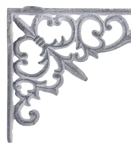 Regály a poličky Šedá antik litinová policová konzole Ornament - 18*3,5*12 cm Chic Antique 64061025 (64610-25)