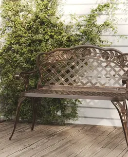 Zahradní lavice Zahradní lavice 108 cm litý hliník Dekorhome Bronzová