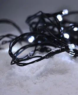 LED řetězy Solight LED venkovní vánoční řetěz, 200 LED, 10m, přívod 5m, 8 funkcí, IP44, studená bílá 1V06-W