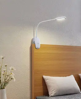 Stolní lampy a lampičky s klipem PRIOS Prios Najari LED světlo se skřipcem, bílá