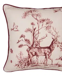 Dekorační polštáře Béžový bavlněný povlak na polštář s jelenem Pretty Forest - 40*40 cm Clayre & Eef PFT21