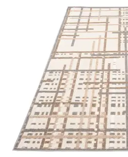 Moderní koberce Terasový krémový koberec s šedým detailem Šířka: 80 cm | Délka: 150 cm