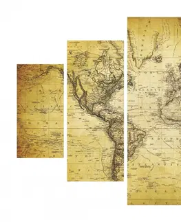 Obrazy Hanah Home Vícedílný obraz Old Map 92 x 56 cm