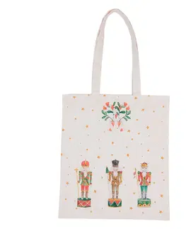 Nákupní tašky a košíky Látková taška s louskáčky Happy Little Christmas II - 33*38 cm Clayre & Eef HLC83-2