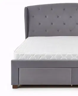 Postele HALMAR Čalouněná postel Sabrina 160x200 dvoulůžko šedá