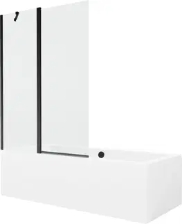 Vany MEXEN/S Cube obdélníková vana 180 x 80 cm s panelem + vanová zástěna 120 cm, transparent, černá 550518080X9412117000