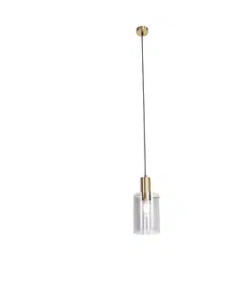Zavesna svitidla Chytrá závěsná lampa mosazná s kouřovým sklem včetně WiFi A60 - Vidra