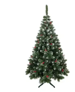 Vánoční stromky Umělý vánoční stromek jedle s červenou jeřabinou a šiškami 180 cm