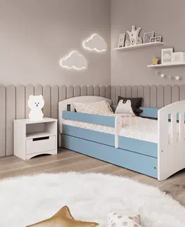 Dětské postýlky Kocot kids Dětská postel Classic I modrá, varianta 80x180, bez šuplíků, s matrací