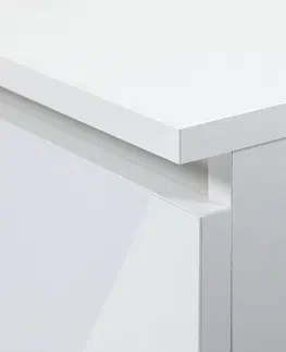 Psací stoly Ak furniture Psací stůl 90 cm Piksel bílý levý lesk