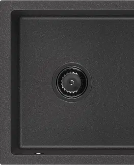 Sifony k pračkám MEXEN/S Pedro granitový dřez 1-miska 560 x 460 mm, černá kropenatý, sifon černá 6508561000-76-B