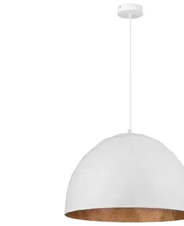 Svítidla  Lustr na lanku DIAMENT 1xE27/60W/230V pr. 50 cm bílá/měděná 