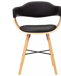 Židle Jídelní židle 2 ks ohýbané dřevo / umělá kůže Dekorhome Černá / hnědá