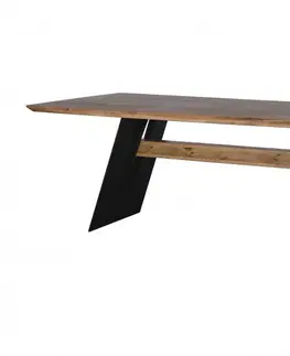 Designové a luxusní jídelní stoly Estila Masivní jídelní stůl Soterro z přírodního dubového dřeva v hnědé barvě na mohutných černých nohách 240cm