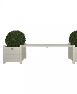 Zahradní lavice Zahradní lavička s truhlíky dřevo Dekorhome Bílá