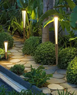 Solární lampy s pohybovým čidlem Les Jardins Solární svítilna Tecka LED se senzorem, 52 cm, teakové dřevo