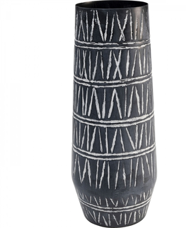 Vázy z hliníku a oceli KARE Design Černobílá kovová váza Scribble 43cm