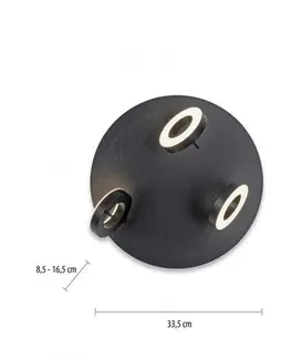 LED bodová svítidla PAUL NEUHAUS LED stropní bodové svítidlo antracit, kruhové, 3 ramenné, otočné, ochrana proti vodě 3000K