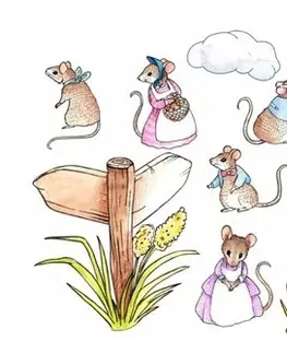 Příroda Rozkošná dětská nálepka na zeď myší rodinka
