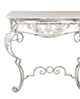 Konferenční stolky Bílý kovový nástěnný vintage stolík Pablo - 86*44*81 cm Clayre & Eef 50505