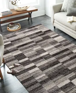 Moderní koberce Moderní šedohnědý koberec s obdélníky Šířka: 240 cm | Délka: 330 cm