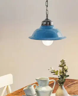 Závěsná světla K.S. Verlichting Modré retro závěsné svítidlo Porto Fino