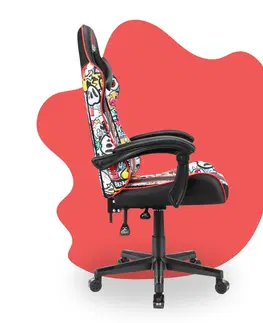 Herní křesla Dětská hrací židle HC - 1005 HERO Graffiti světlá barva