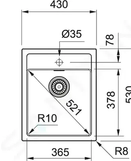 Kuchyňské dřezy FRANKE Sirius Tectonitový dřez SID 610-40, 430x530 mm, černá 114.0503.041