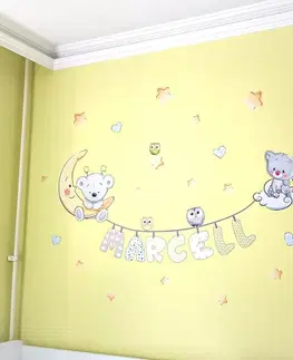 Samolepky na zeď Dětské samolepky na zeď - Zvířátka se jménem pro kluky