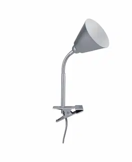 Lampy na noční stolek PAULMANN Svítidlo se skřipcem Vitis Flexarm E14 šedá a šňůrový vypínač 954.32 P 95432