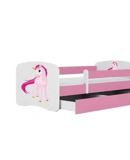Dětské postýlky Kocot kids Dětská postel Babydreams jednorožec růžová, varianta 80x180, se šuplíky, bez matrace