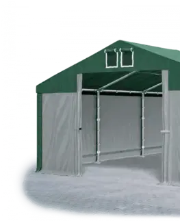 Zahrada Skladový stan 5x10x2,5m střecha PVC 560g/m2 boky PVC 500g/m2 konstrukce ZIMA PLUS Zelená Šedá Zelená