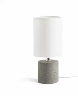 Lampy na noční stolek RED - DESIGN RENDL RENDL CAMINO stolní se stínidlem bílá cement 230V E27 28W R13295