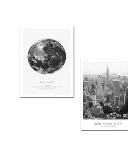 Obrazy Wallity Sada obrazů LA LUNE/NEW YORK 30 x 40 cm 2 kusy