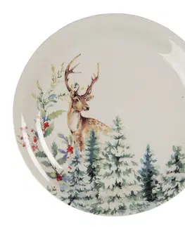 Talíře Dezertní keramický talířek Dearly Christmas – Ø 20 cm Clayre & Eef DCHDP