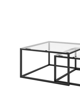 Konferenční stolky Konferenční stolek MELPO 2 v 1, sklo/černá