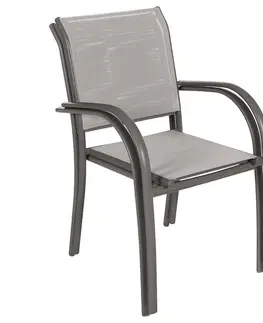 Zahradní židle a křesla DEOKORK Hliníkové křeslo s textílií VALENCIA (šedo-hnědá)