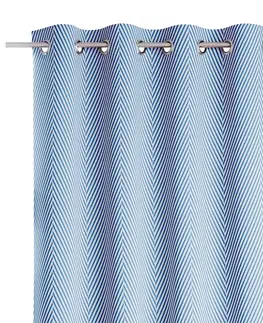 Záclony Závěs AmeliaHome Clear s průchodkami 140x250 modrý/bílý