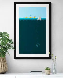 Motivy z naší dílny Plakát s paspartou kouzelné moře s loďkou