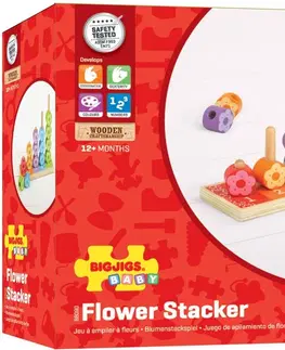 Živé a vzdělávací sady Bigjigs Toys Dřevěné nasazovací květiny FLOWERS
