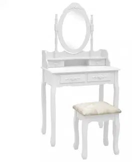 Noční stolky Toaletní stolek s taburetem Dekorhome Šedá