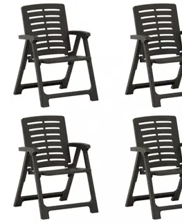 Zahradní křesla a židle Skládací zahradní židle 4 ks plast Dekorhome Bílá