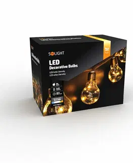 LED osvětlení na baterie Solight LED dekorativní žárovky na přírodním provazu, 10x žárovka, 30LED, 180cm, časovač 3x AA 1V242