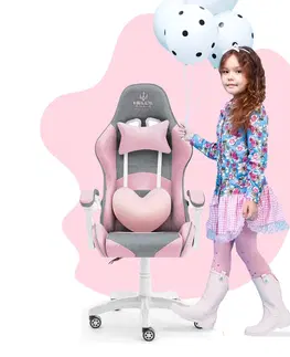 Herní křesla Dětská hrací židle Rainbow růžová - šedá