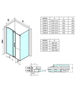 Sprchové kouty GELCO DRAGON Obdélníkový sprchový kout 1600x800, čiré sklo, GD4616-GD7280 GD4616-GD7280