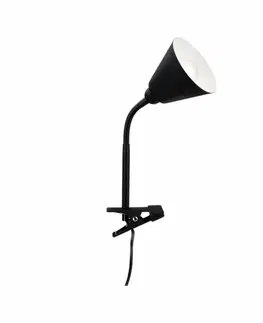 Lampy na noční stolek PAULMANN Svítidlo se skřipcem Vitis Flexarm E14 černá a šňůrový vypínač 954.30 P 95430