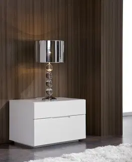 Designové a luxusní noční stolky Estila Lesklý moderní noční stolek Napoleone 40cm bílý